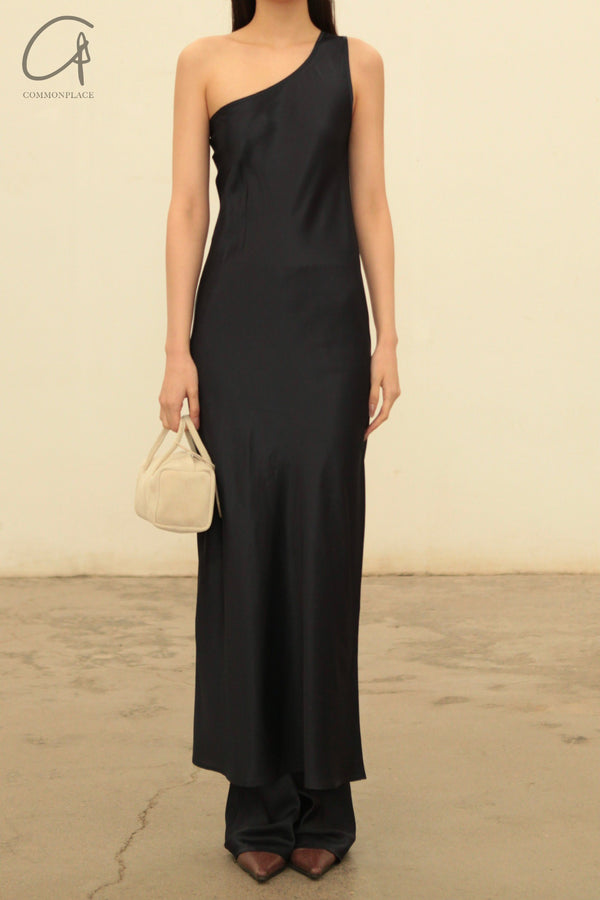 BASERANGE 24 Autumn and Winter One-shoulder Dress Portugal BAS-DROSD-VI-WI24-LH Blue Black